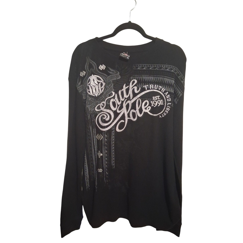 Y2k SouthPole Mens size XL Waffle Knit Thermal Graffic Grungecore Streetwear Tee - Picture 9 of 11
